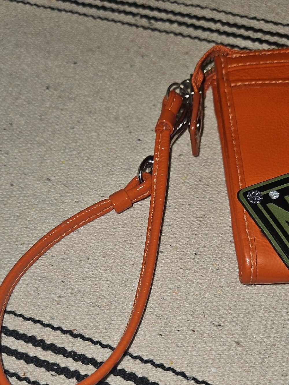 Coach Orange Poppy Patent Zippy Wallet/Wristlet with Silver Plaque - Picture 7 of 8